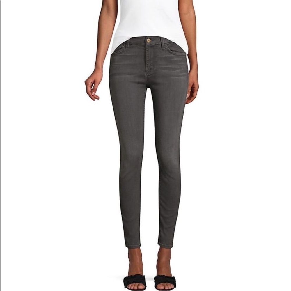 7 FOR ALL MANKIND “THE HIGH-WAIST ANKLE SKINNY" Jeans In "BAIR EVENING GREY"